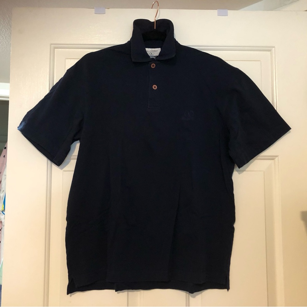 Valentino Navy Polo Shirt Classic Knit